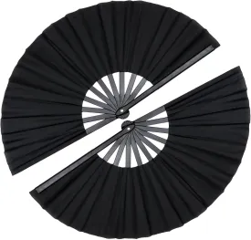 13 Inch Clack Popping Line Dancing Fans Boots on The Ground Large Foldable Hand Fan Make Sound for Dance Rave (Black 2 Pack)