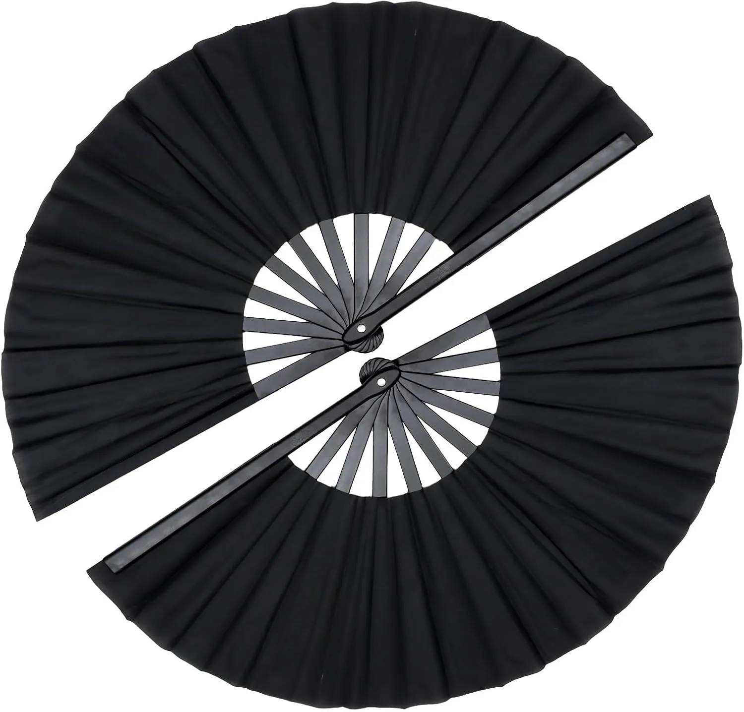 13 Inch Clack Popping Line Dancing Fans Boots on The Ground Large Foldable Hand Fan Make Sound for Dance Rave (Black 2 Pack)