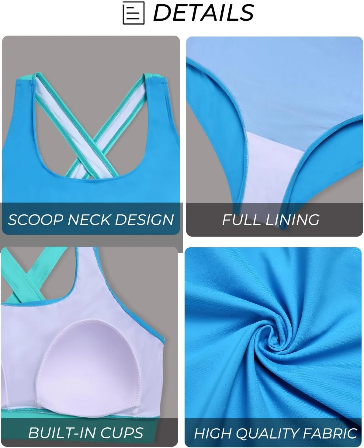 Aqua Eve Plus Size Two Piece High Waisted Bikini Swimsuits Scoop Neck Bikini Set Sporty Bathing Suits