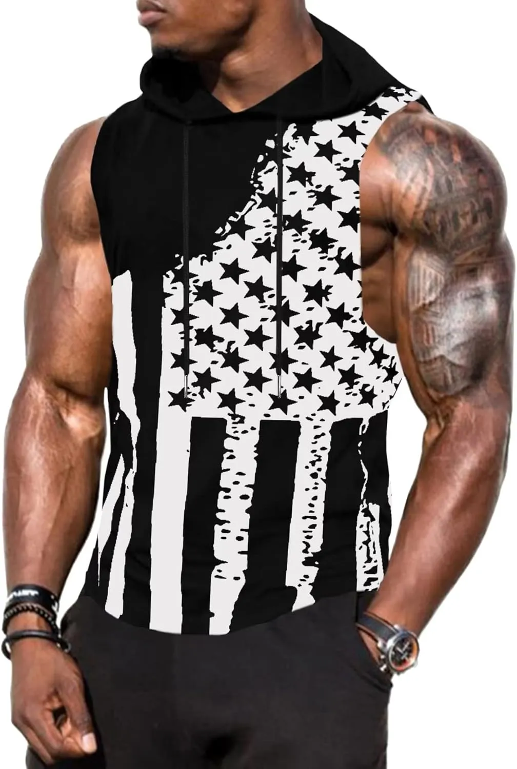 Babioboa Men's Workout Hooded Tank Tops Sports Training Sleeveless Gym Hoodies Bodybuilding Cut Off Muscle Shirts