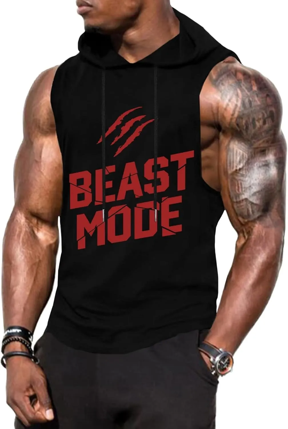 Babioboa Men's Workout Hooded Tank Tops Sports Training Sleeveless Gym Hoodies Bodybuilding Cut Off Muscle Shirts