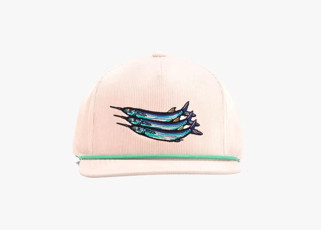 Bajo Flat Brim Fishing Hat  Marine Art Snapback Trucker Cap with Embroidered Ocean Design, Breathable and Coastal-Ready