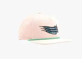 Bajo Flat Brim Fishing Hat  Marine Art Snapback Trucker Cap with Embroidered Ocean Design, Breathable and Coastal-Ready