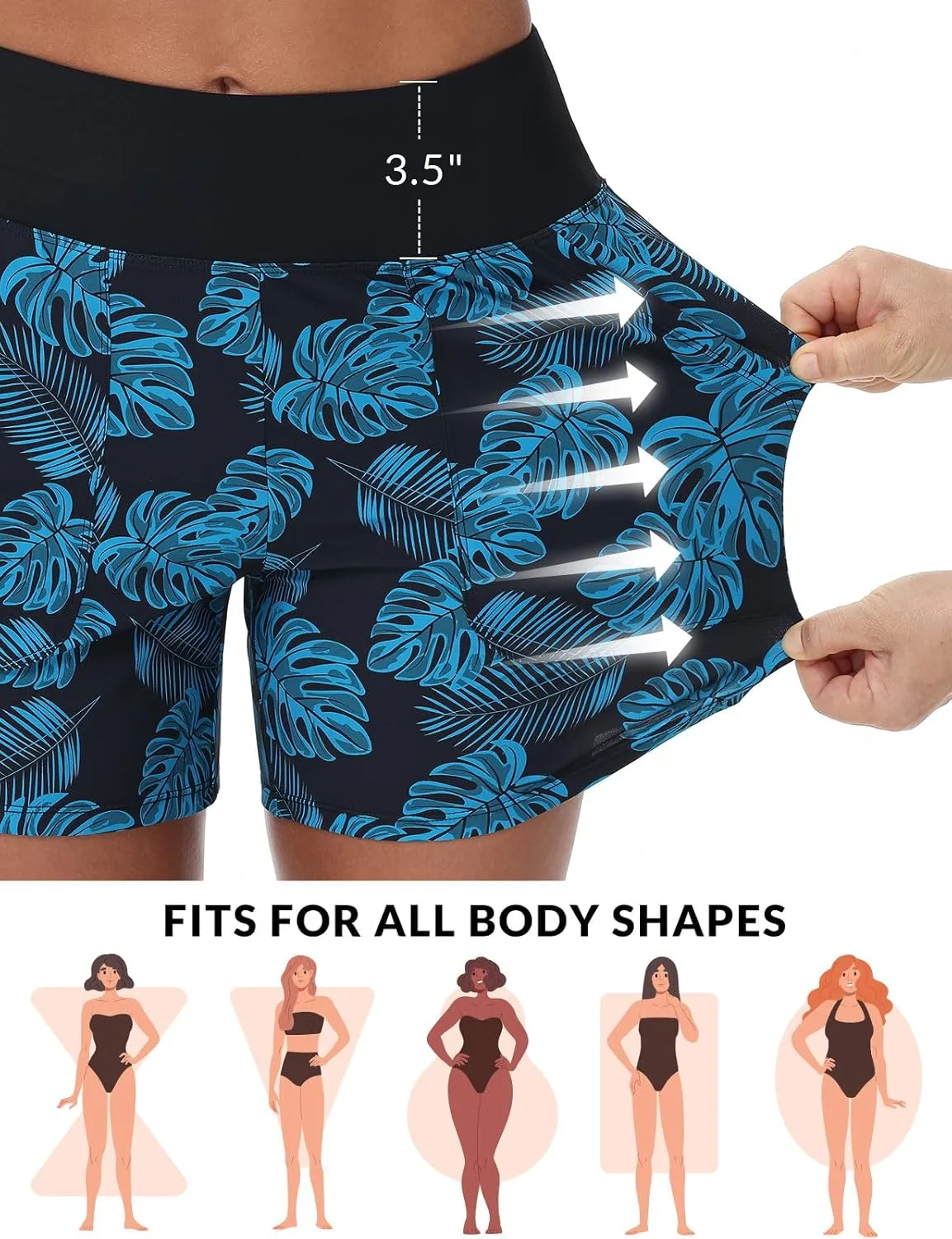 baleaf Women's 3"/5"/ 7" High Waisted Swim Board Shorts Quick Dry Swimsuits Bottoms Trunks with Pockets