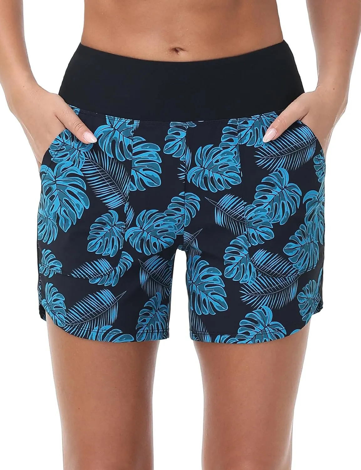 baleaf Women's 3"/5"/ 7" High Waisted Swim Board Shorts Quick Dry Swimsuits Bottoms Trunks with Pockets