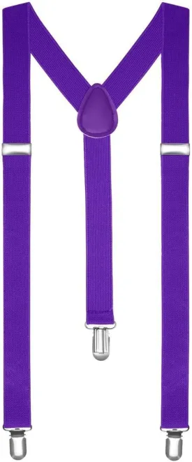 Boolavard Braces/Suspenders One Size Fully Adjustable Y Shaped With Strong Clips