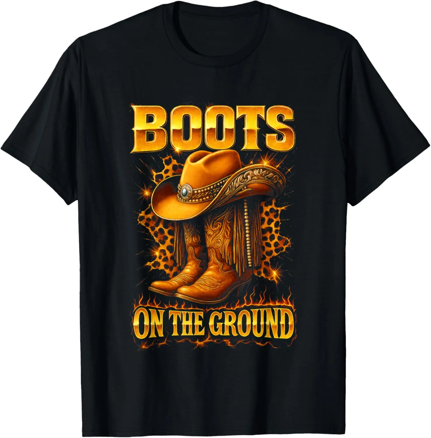 Boots On The Ground Cowboy Hat Rodeo Boots T-Shirt