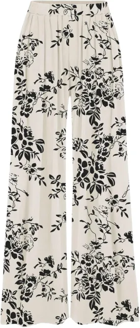 CIDER Wide Leg Palazzo Pants for Women with Pockets Elastic Business Causal Pants Women Summer for Beach Travel Trousers