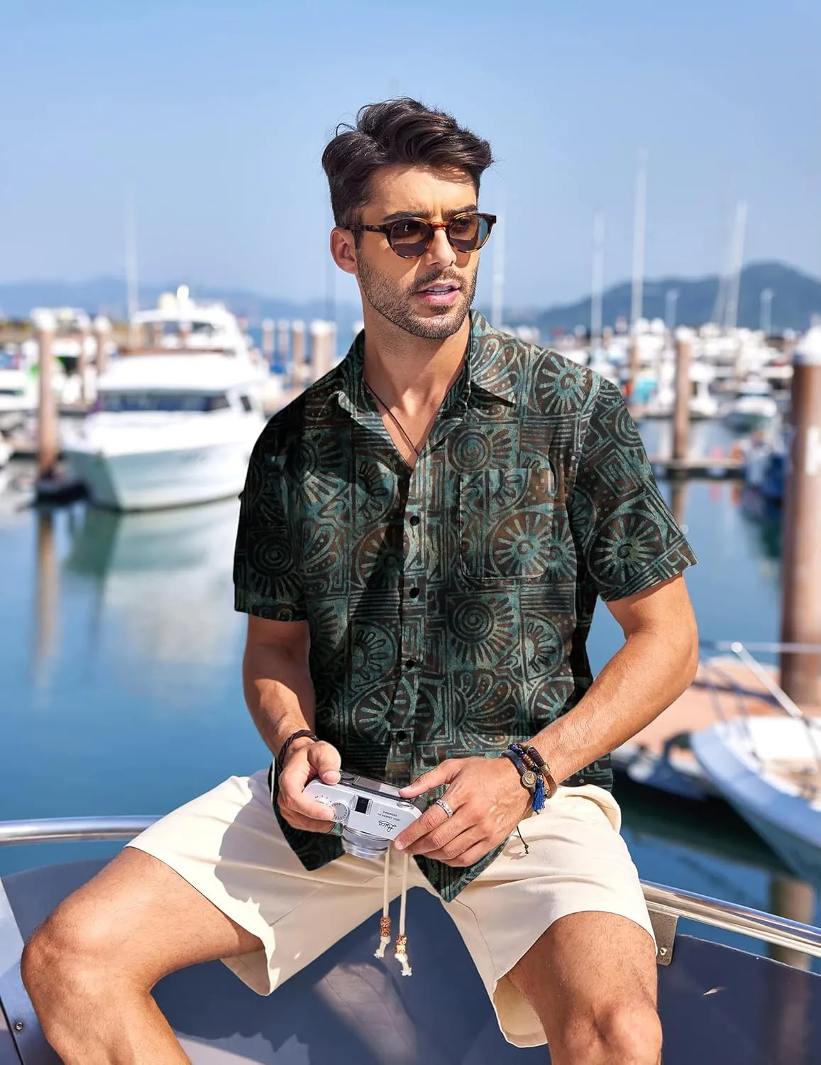 COOFANDY Men's Hawaiian Tropical Shirt Button Down Short Sleeve Vintage Floral Shirt