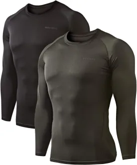 DEVOPS 2 Pack Men's Thermal Long Sleeve Compression Shirts DEVOPS 2 Pack Men's Thermal Long Sleeve Compression Shirts