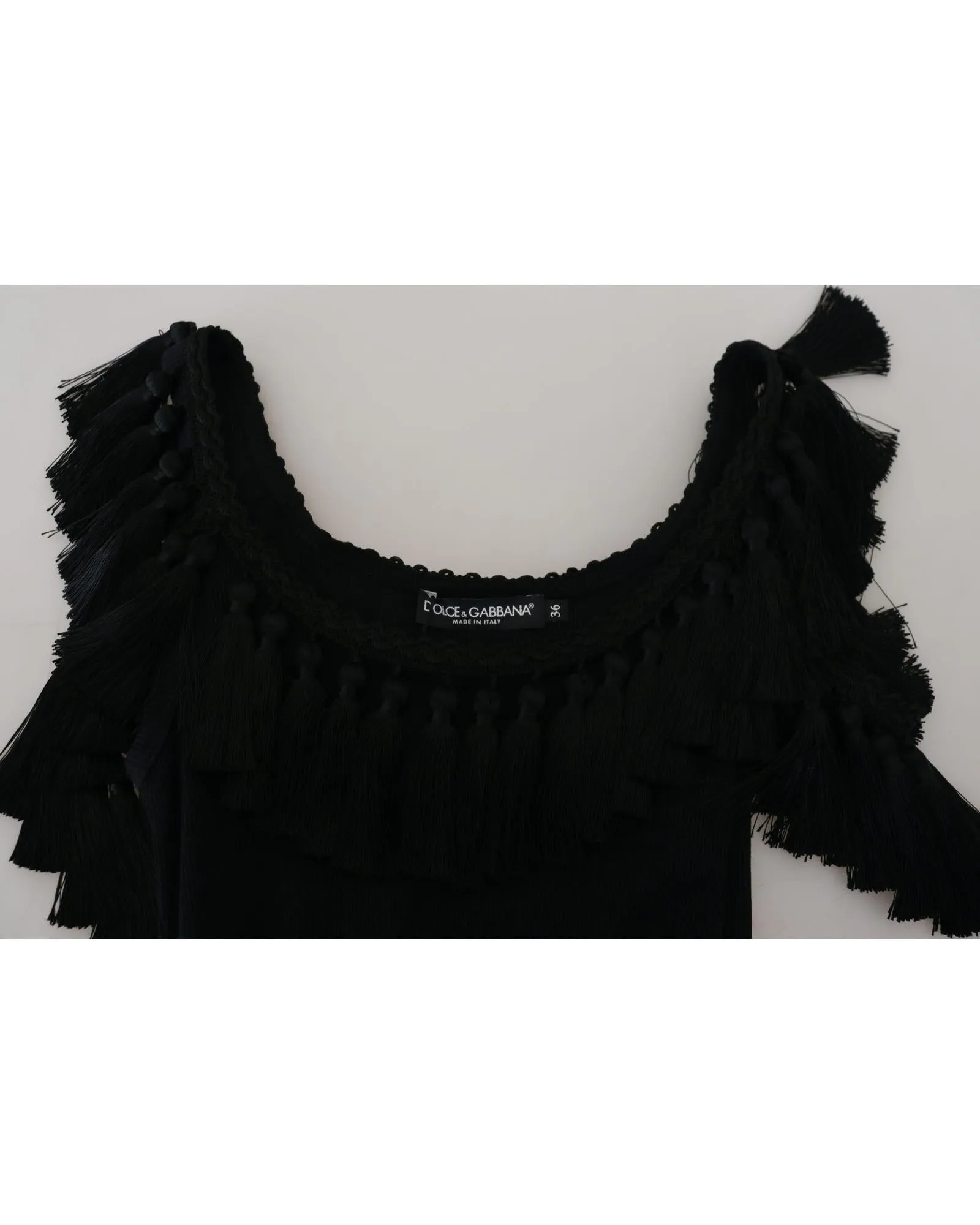 Dolce & Gabbana Women's Ribbed Tank Top with Tassel - Black