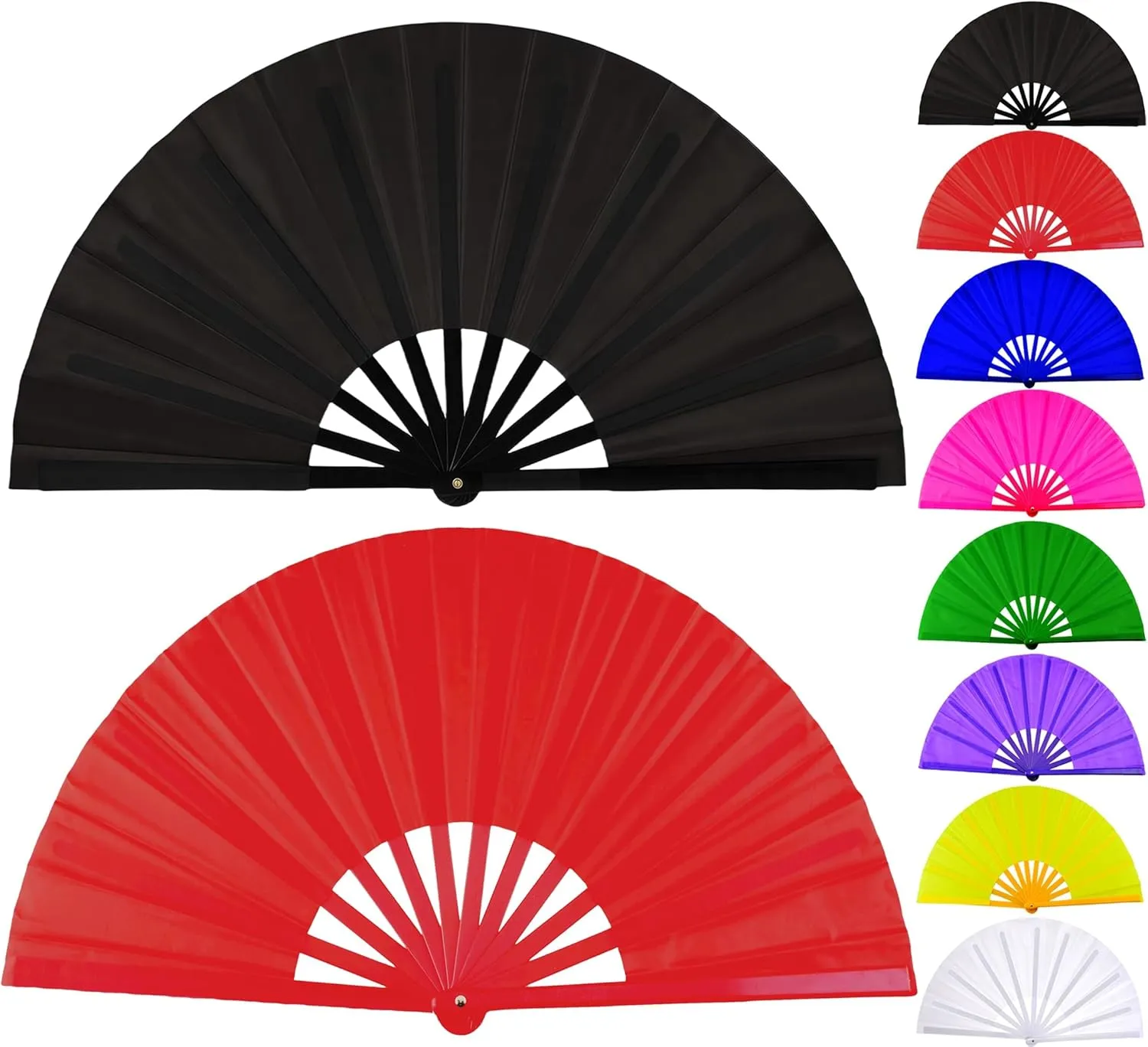Fans for Line Dancing Line Dance Popping Fan 2pcs Boots on the Ground Hand Fan for Women Foldable Large Big Rave Fan Clacking Fans for Line Dancing that Make Sounds Clack Clapping Pop(Black Red)