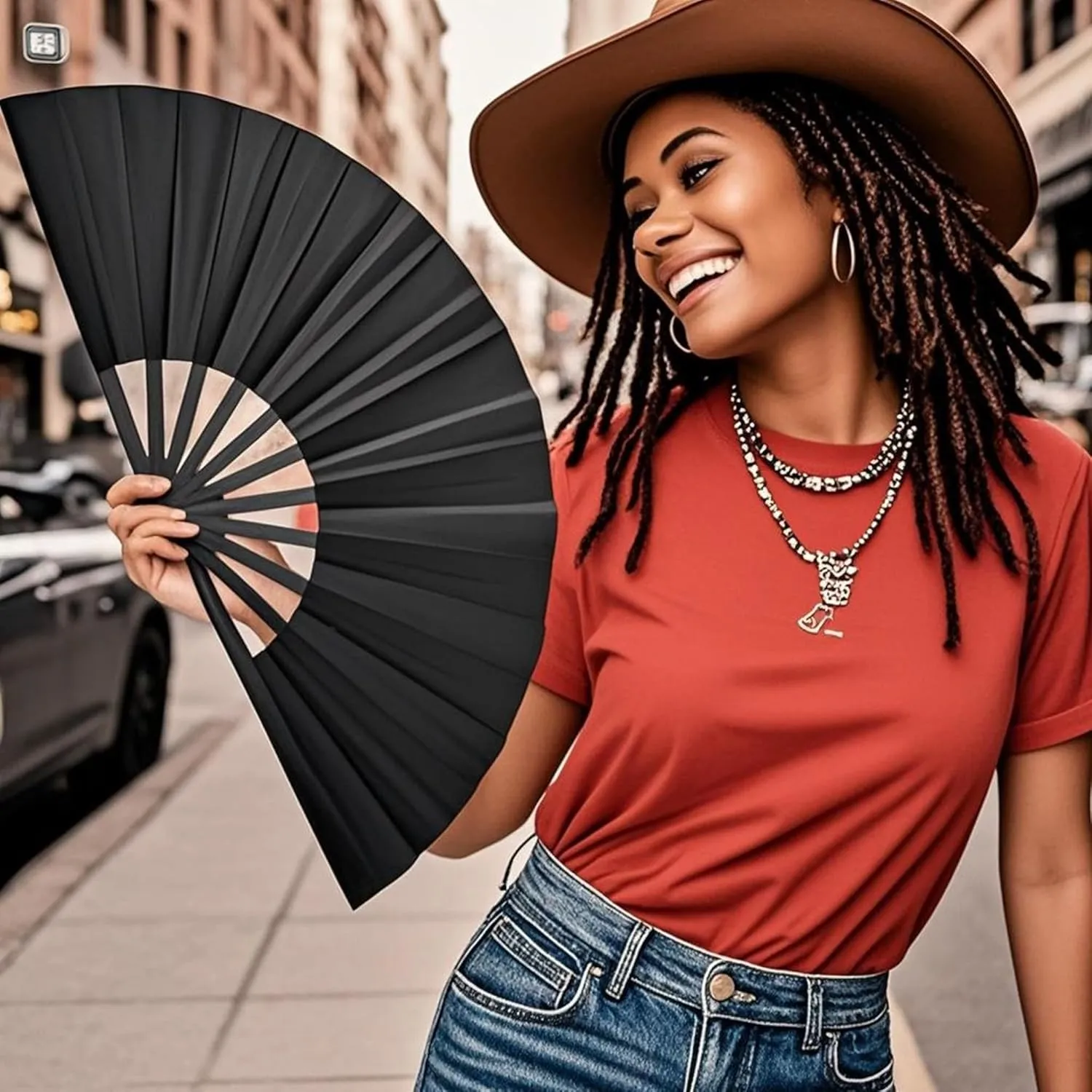 Fans for Line Dancing Line Dance Popping Fan 2pcs Boots on the Ground Hand Fan for Women Foldable Large Big Rave Fan Clacking Fans for Line Dancing that Make Sounds Clack Clapping Pop(Black Red)