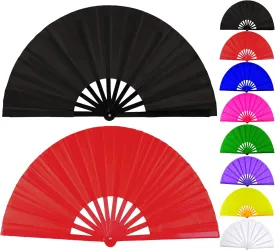 Fans for Line Dancing Line Dance Popping Fan 2pcs Boots on the Ground Hand Fan for Women Foldable Large Big Rave Fan Clacking Fans for Line Dancing that Make Sounds Clack Clapping Pop(Black Red)