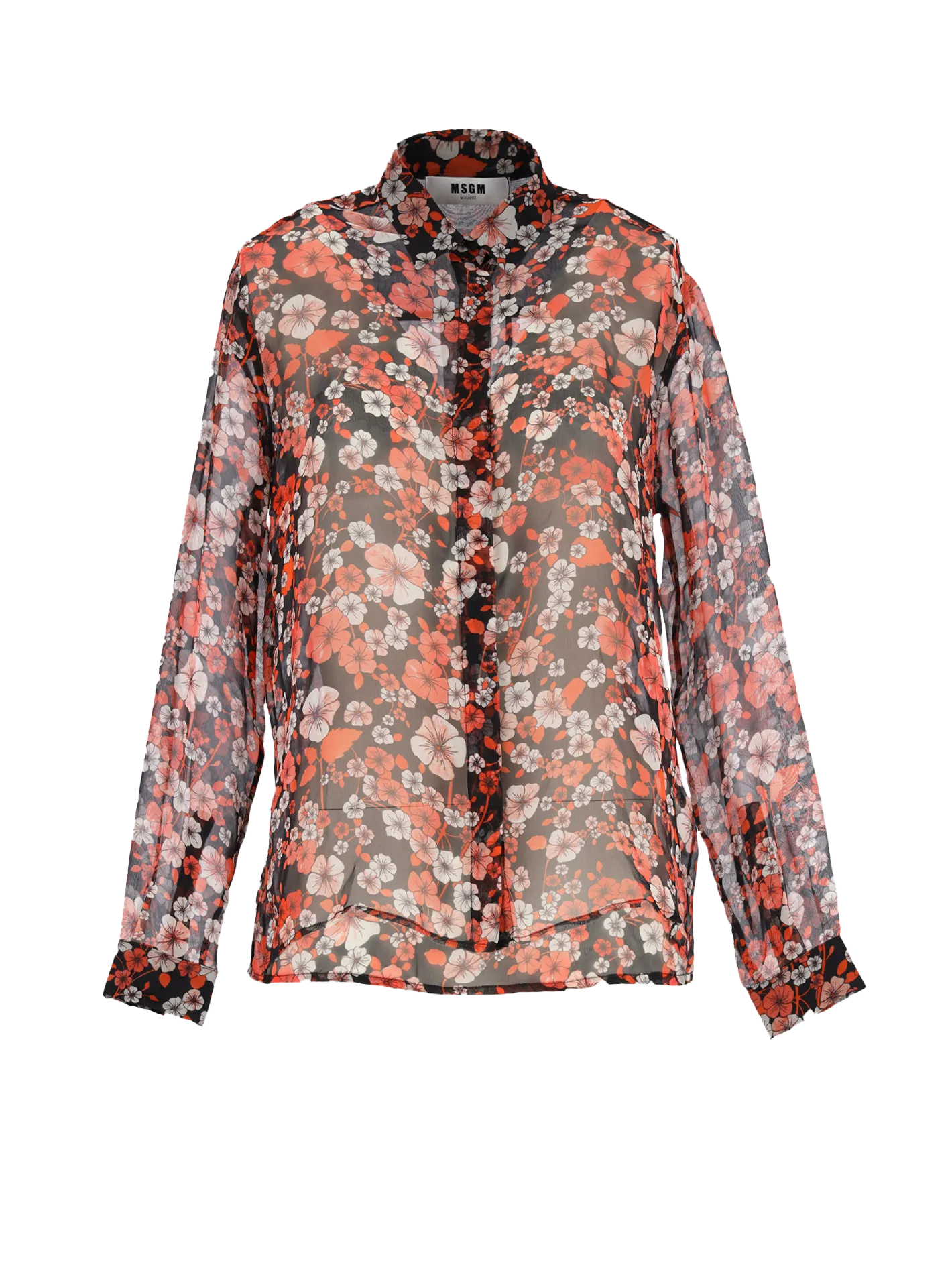 floral-print silk-chiffon shirt