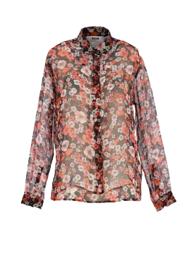 floral-print silk-chiffon shirt