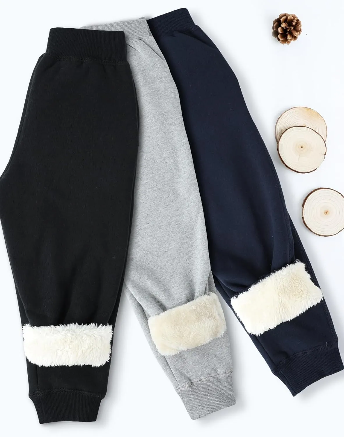 Gihuo Unisex Boys Girls Winter Warm Sherpa Lined Sweatpants Jogger