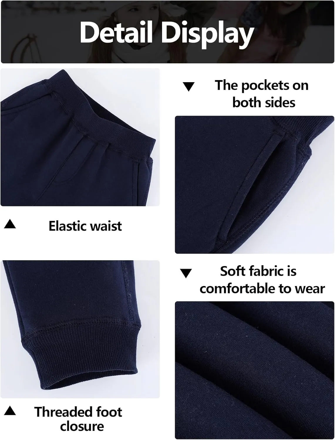 Gihuo Unisex Boys Girls Winter Warm Sherpa Lined Sweatpants Jogger