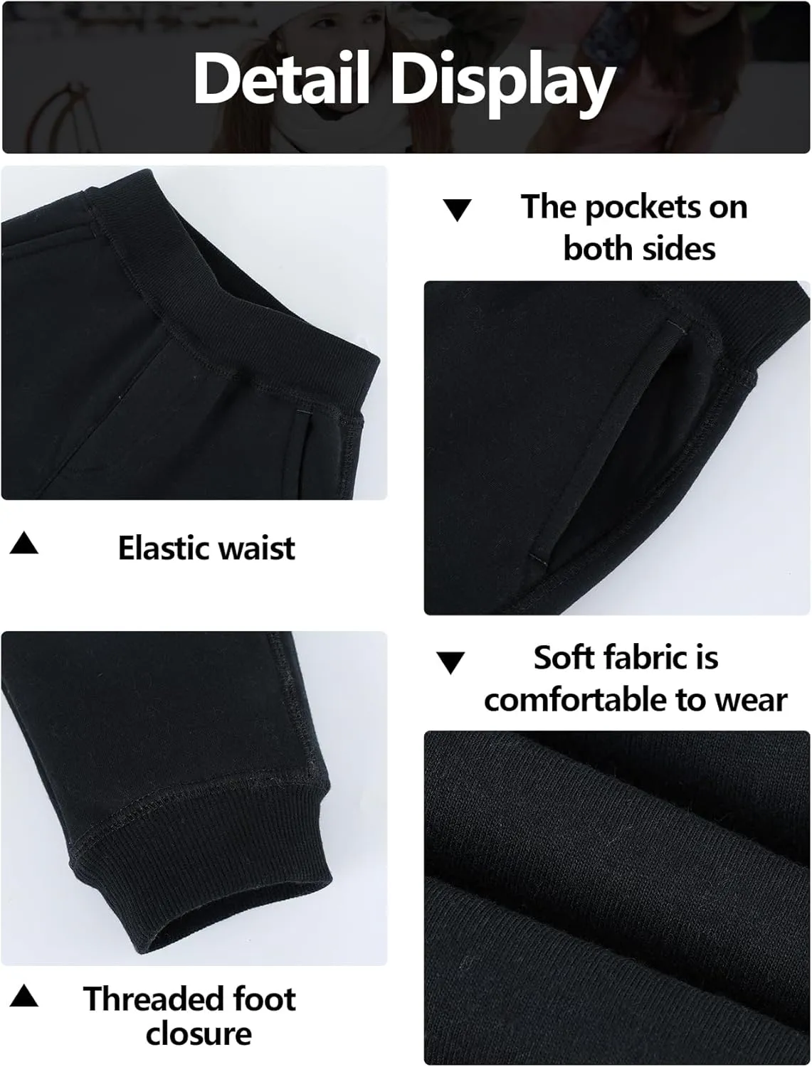 Gihuo Unisex Boys Girls Winter Warm Sherpa Lined Sweatpants Jogger