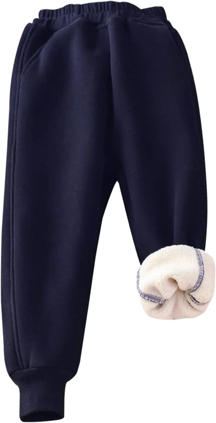 Gihuo Unisex Boys Girls Winter Warm Sherpa Lined Sweatpants Jogger