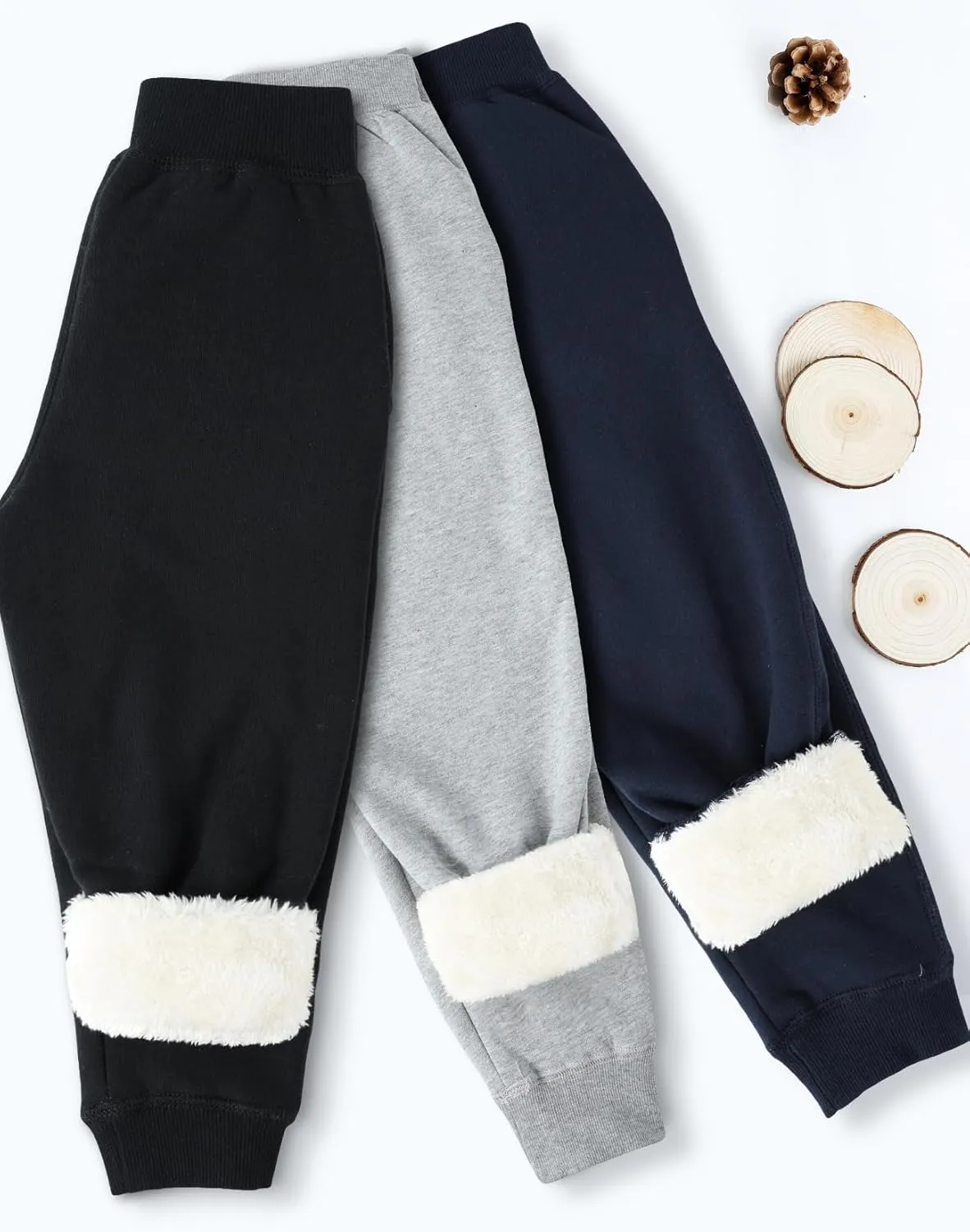 Gihuo Unisex Boys Girls Winter Warm Sherpa Lined Sweatpants Jogger