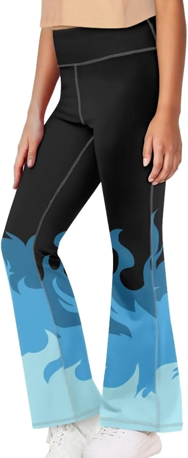 Girls' Athletic Leggings Bell Bottoms Kids Dance Running Yoga Pants High Waisted Workout Active Dance Tights