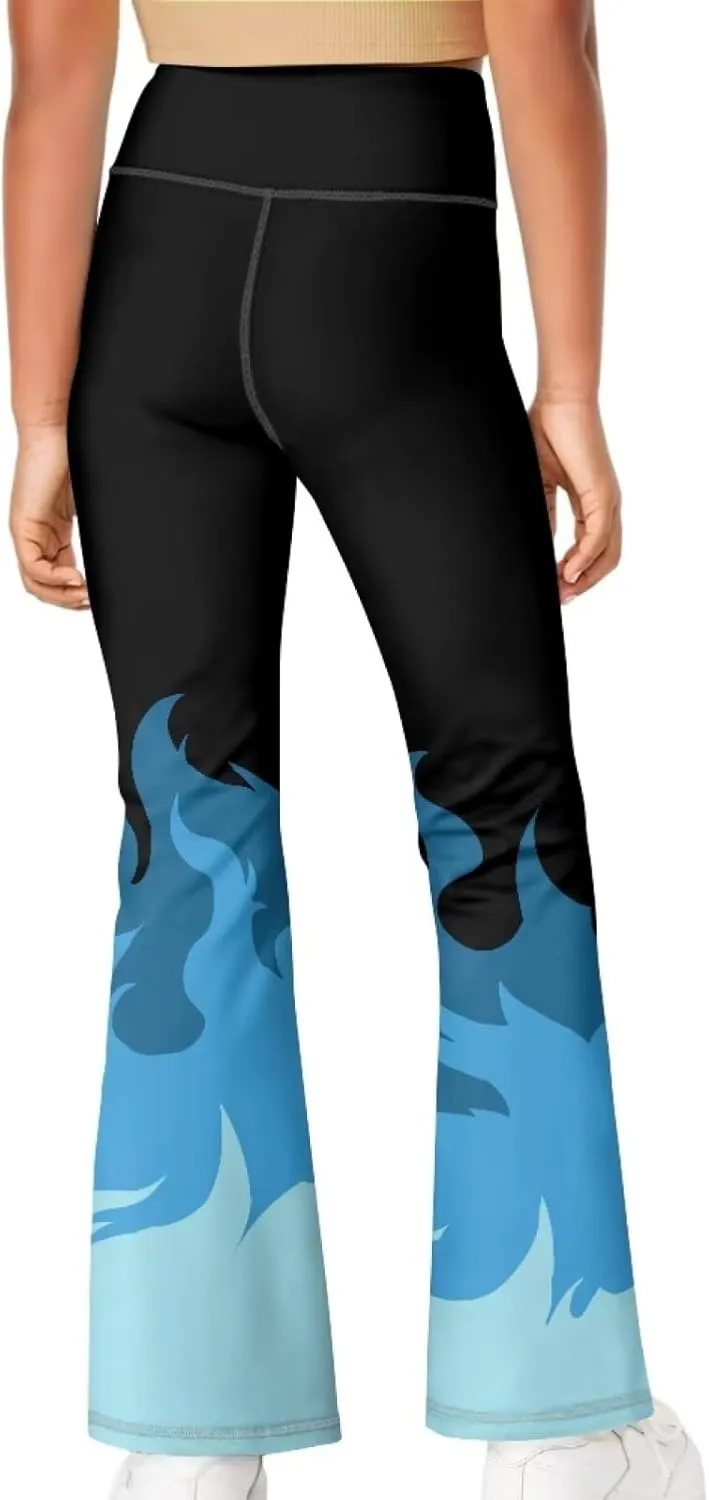 Girls' Athletic Leggings Bell Bottoms Kids Dance Running Yoga Pants High Waisted Workout Active Dance Tights