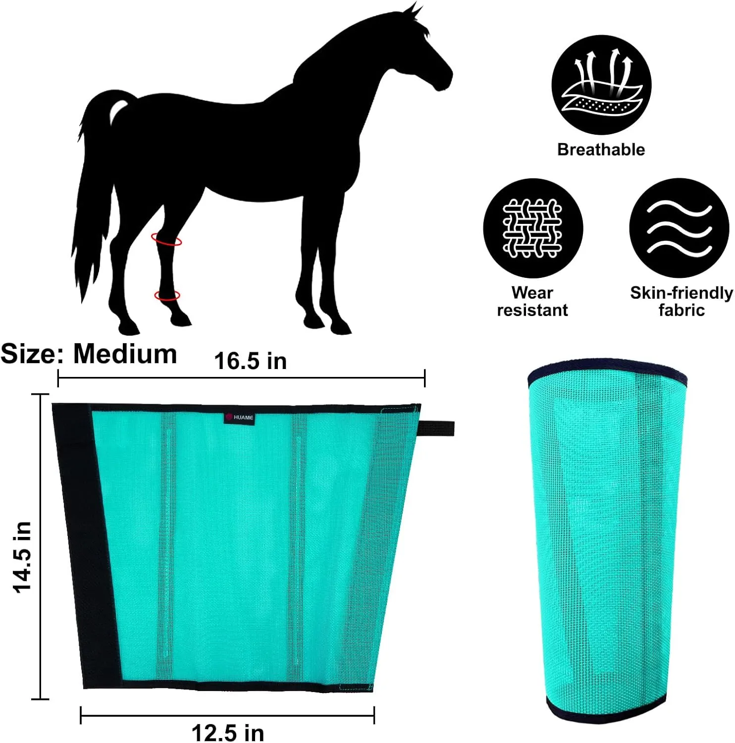 Horse Fly Boots, Breathable Mesh Protection Set of 4, Comfortable Horse Leggings, Breathable Mesh Design, Equine Supplies for Reduce Stomping, Hoof Damage & Leg Fatigue (Green, Medium)