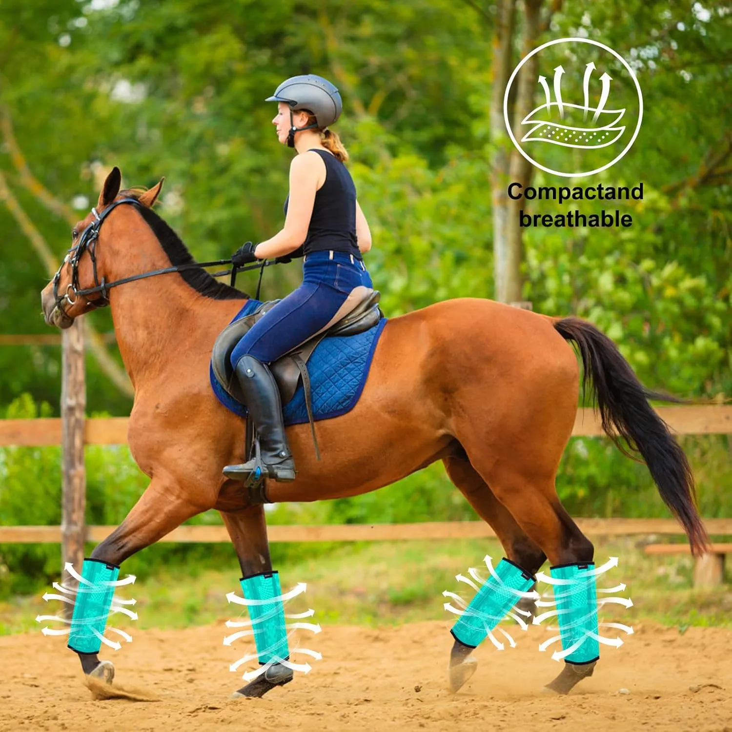 Horse Fly Boots, Breathable Mesh Protection Set of 4, Comfortable Horse Leggings, Breathable Mesh Design, Equine Supplies for Reduce Stomping, Hoof Damage & Leg Fatigue (Green, Medium)