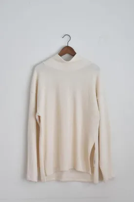 「hunch」herringbone highneck tops -off wht- (women)