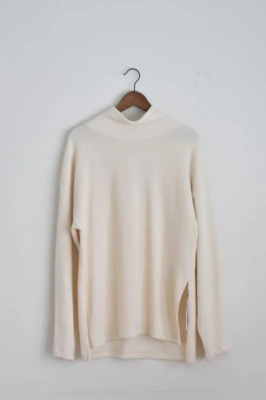 「hunch」herringbone highneck tops -off wht- (women)