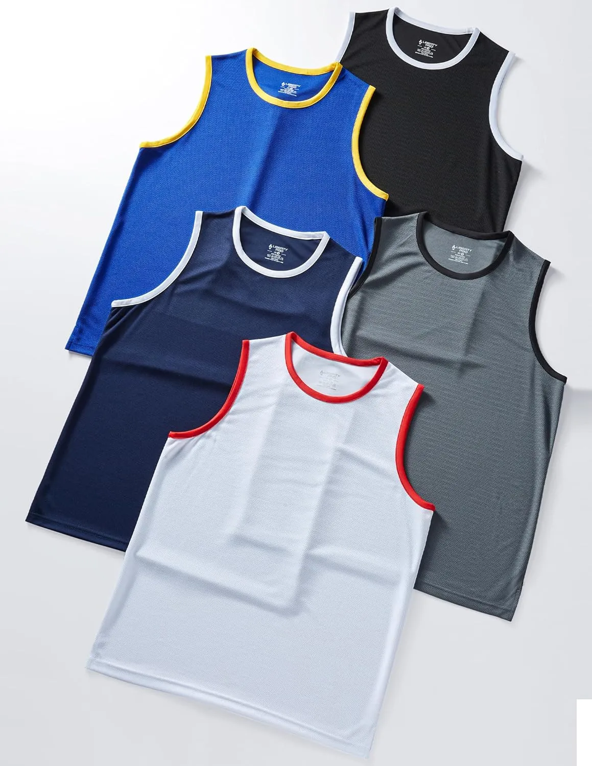 Liberty Imports Pack of 5 Men's Stretch Cool Dry Muscle Tank Tops Athletic Crewneck Sleeveless Workout Shirts