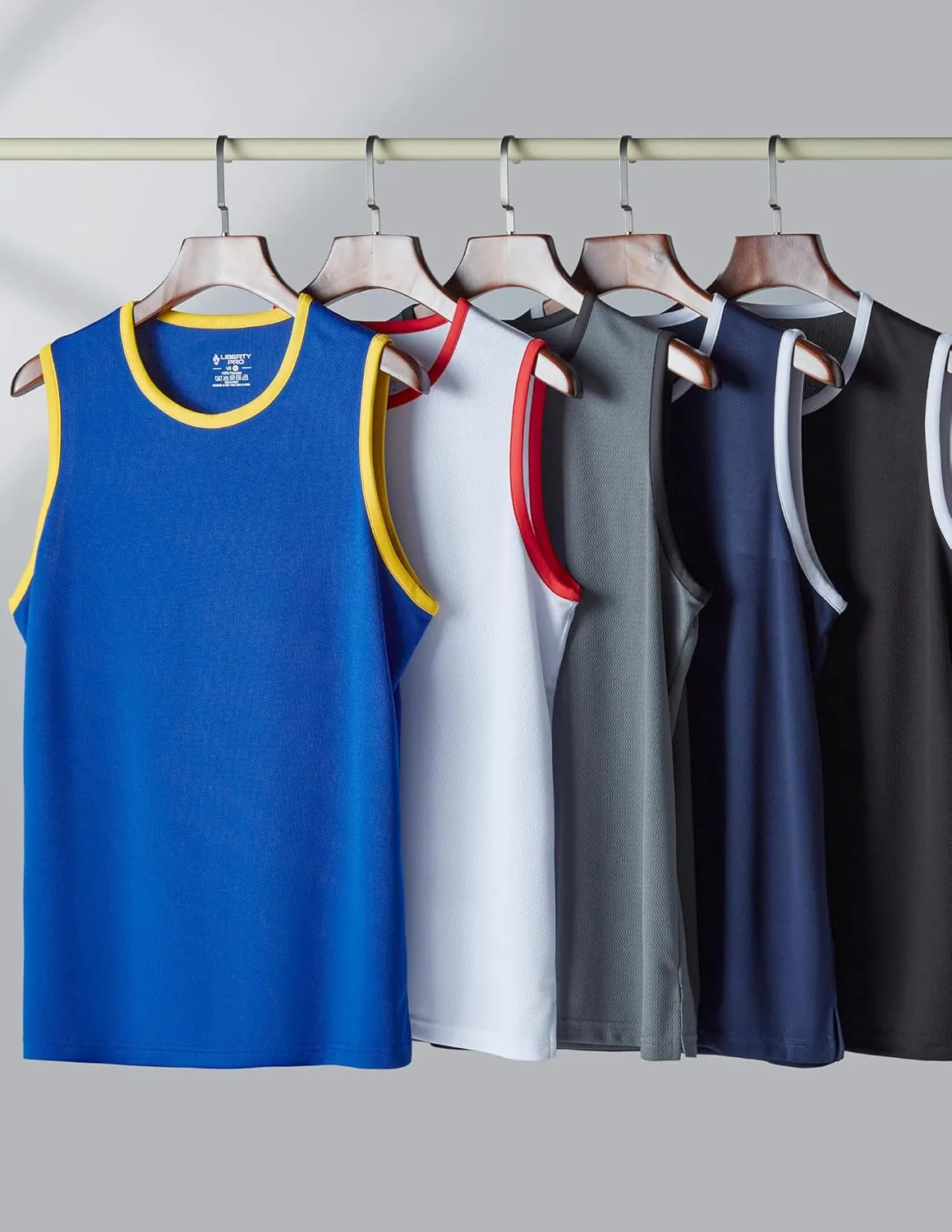Liberty Imports Pack of 5 Men's Stretch Cool Dry Muscle Tank Tops Athletic Crewneck Sleeveless Workout Shirts