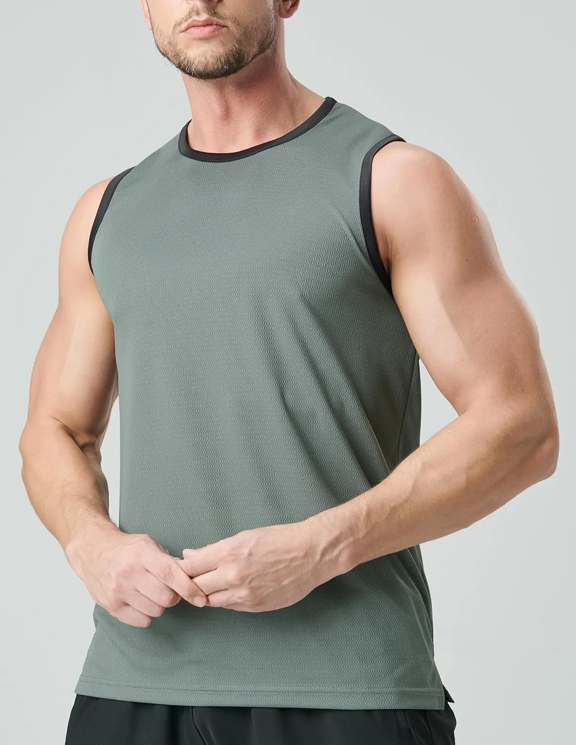 Liberty Imports Pack of 5 Men's Stretch Cool Dry Muscle Tank Tops Athletic Crewneck Sleeveless Workout Shirts