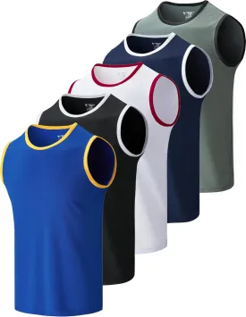 Liberty Imports Pack of 5 Men's Stretch Cool Dry Muscle Tank Tops Athletic Crewneck Sleeveless Workout Shirts Liberty Imports Pack of 5 Men's Stretch Cool Dry Muscle Tank Tops Athletic Crewneck Sleeveless Workout Shirts