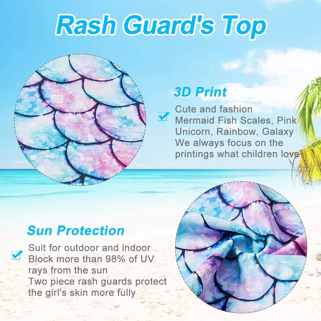 Lovekider Little Girls Swimsuits Two Pieces Swimwears Rash Guard Set Long Sleeve UPF50  Bathing Suit for Beach 2-10T