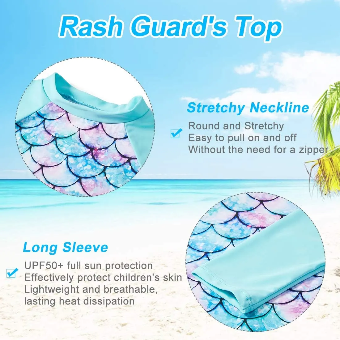 Lovekider Little Girls Swimsuits Two Pieces Swimwears Rash Guard Set Long Sleeve UPF50  Bathing Suit for Beach 2-10T