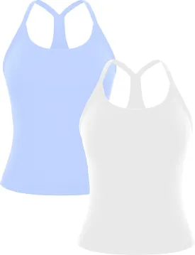 MathCat Workout Tank Tops for Women with Built in Bra, Sleeveless Gym Tops Seamless Racerback Athletic Yoga Shirts 2 Pack MathCat Workout Tank Tops for Women with Built in Bra, Sleeveless Gym Tops Seamless Racerback Athletic Yoga Shirts 2 Pack