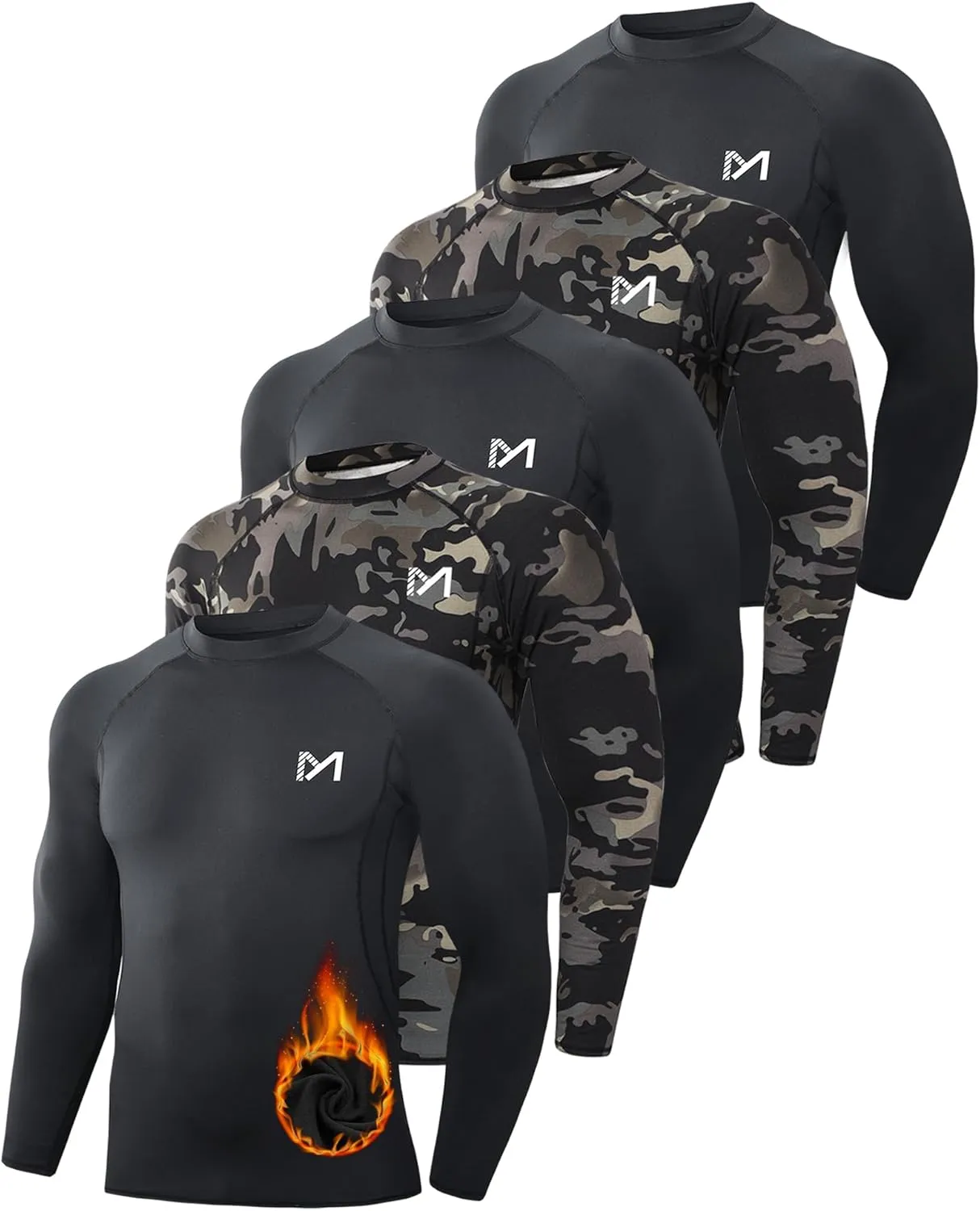 MEETWEE Thermal Shirts for Men, Mens Thermal Long Sleeve Shirt, Thermal Tops Men, Fleece Lined Undershirt Base Layer