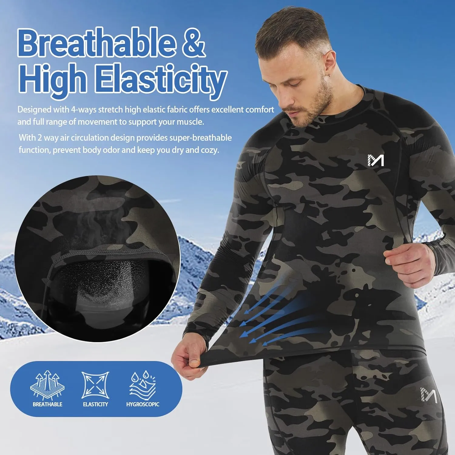 MEETWEE Thermal Shirts for Men, Mens Thermal Long Sleeve Shirt, Thermal Tops Men, Fleece Lined Undershirt Base Layer