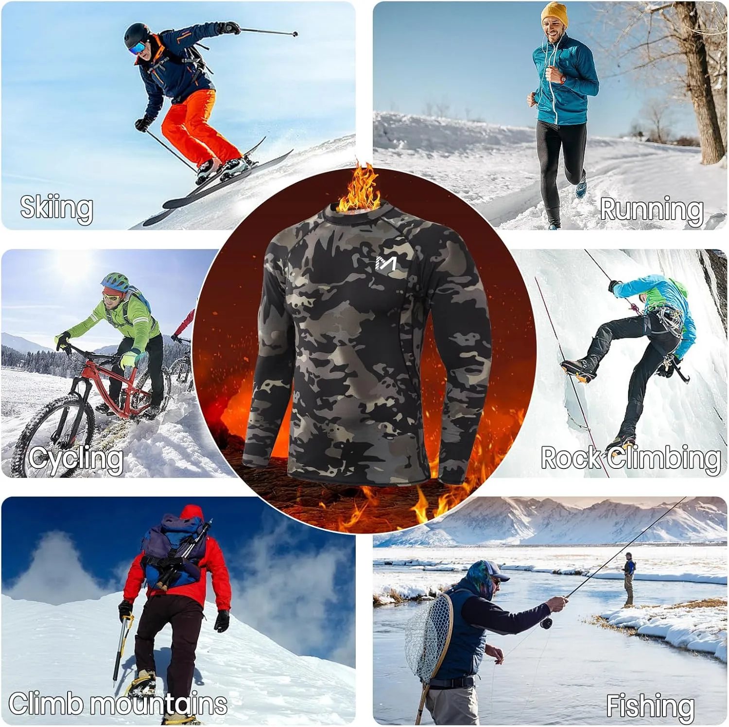 MEETWEE Thermal Shirts for Men, Mens Thermal Long Sleeve Shirt, Thermal Tops Men, Fleece Lined Undershirt Base Layer