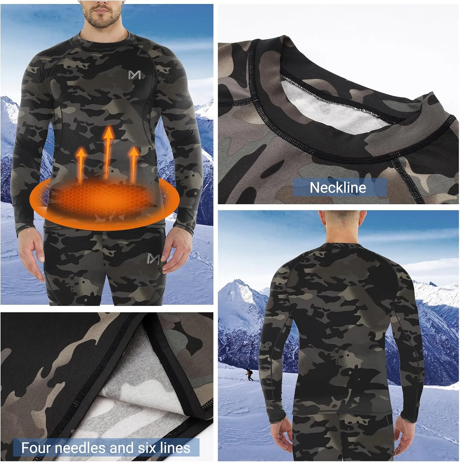 MEETWEE Thermal Shirts for Men, Mens Thermal Long Sleeve Shirt, Thermal Tops Men, Fleece Lined Undershirt Base Layer