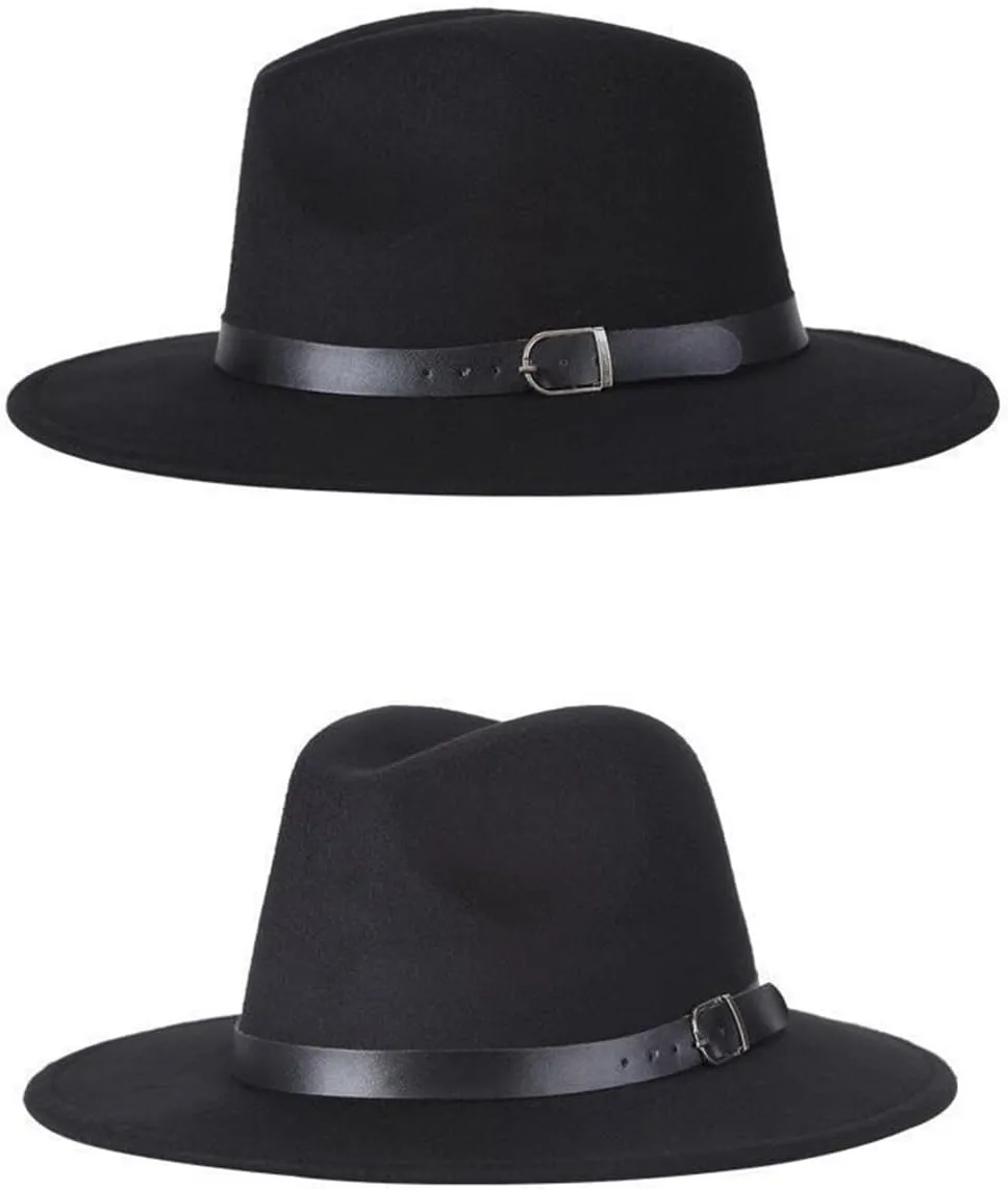 Men Fedoras Women's Jazz Hat Summer Spring Black Woolen Blend Cap Outdoor Casual Hat
