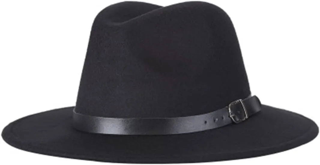 Men Fedoras Women's Jazz Hat Summer Spring Black Woolen Blend Cap Outdoor Casual Hat