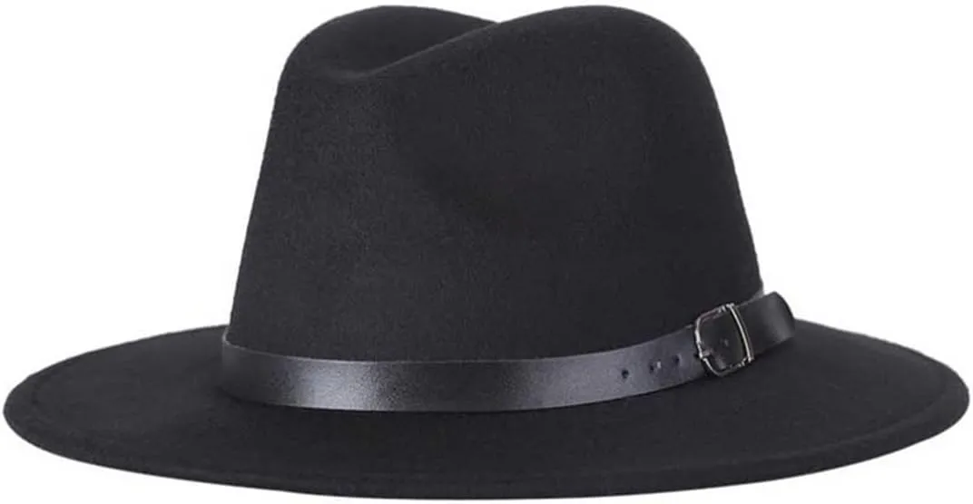 Men Fedoras Women's Jazz Hat Summer Spring Black Woolen Blend Cap Outdoor Casual Hat
