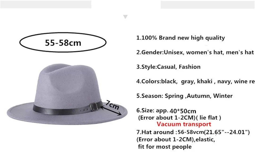 Men Fedoras Women's Jazz Hat Summer Spring Black Woolen Blend Cap Outdoor Casual Hat