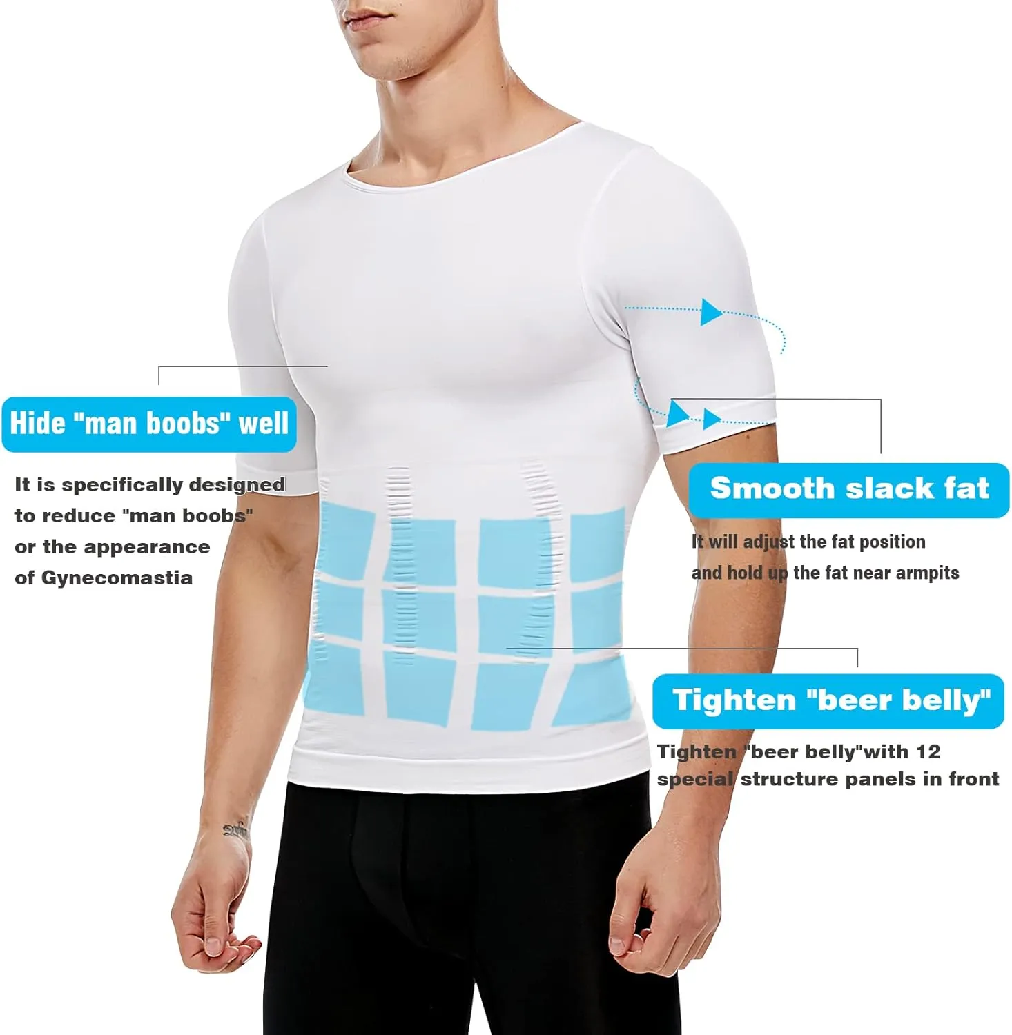 Men's Compression Shirt Undershirt Slimming Tank Top Workout Vest Abs Abdomen Slim Body Shaper