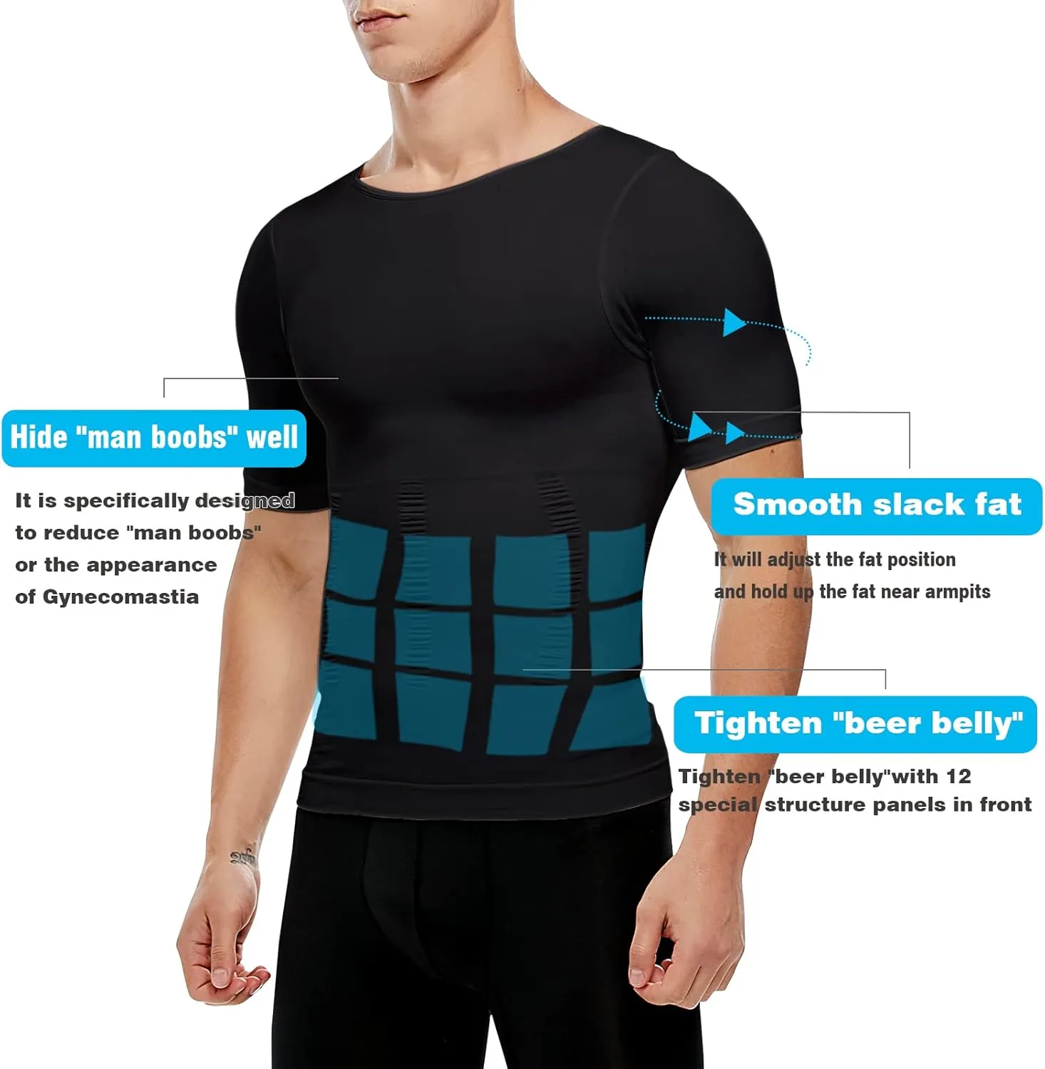 Men's Compression Shirt Undershirt Slimming Tank Top Workout Vest Abs Abdomen Slim Body Shaper
