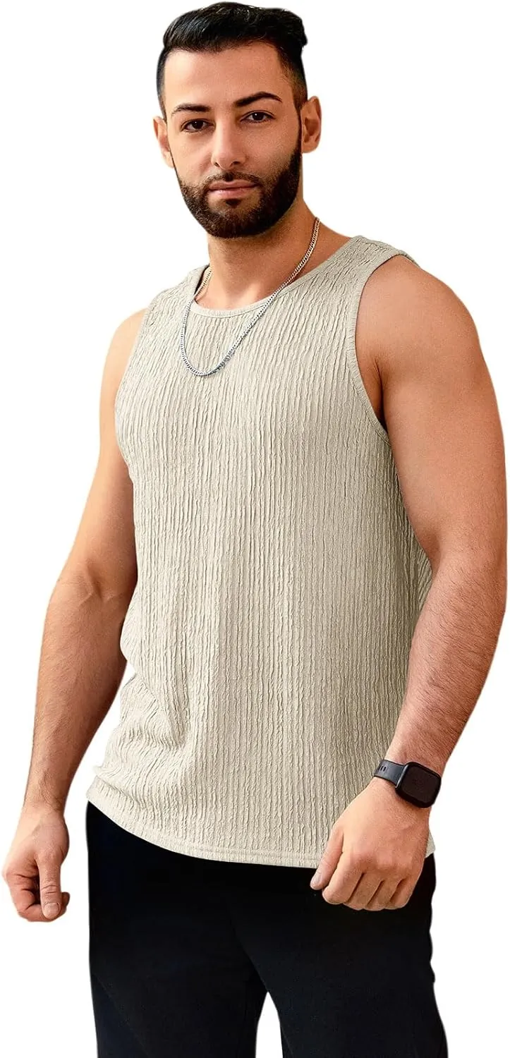 Men's Tank Tops Summer Sleeveless T Shirt Casual Ribbed Knit Muscle Basic Tee Shirts