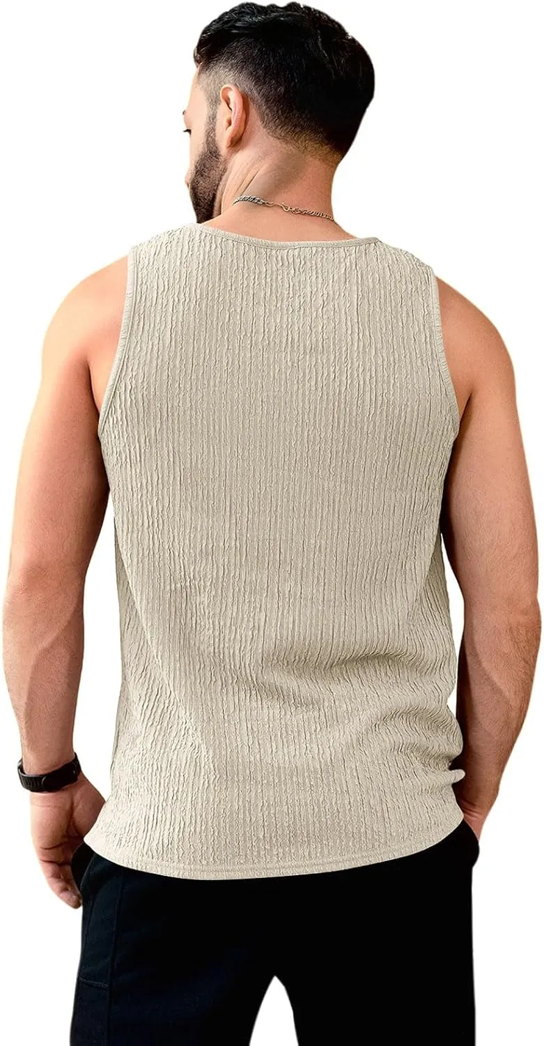 Men's Tank Tops Summer Sleeveless T Shirt Casual Ribbed Knit Muscle Basic Tee Shirts